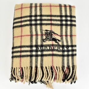 burberry tan wool logo scarf